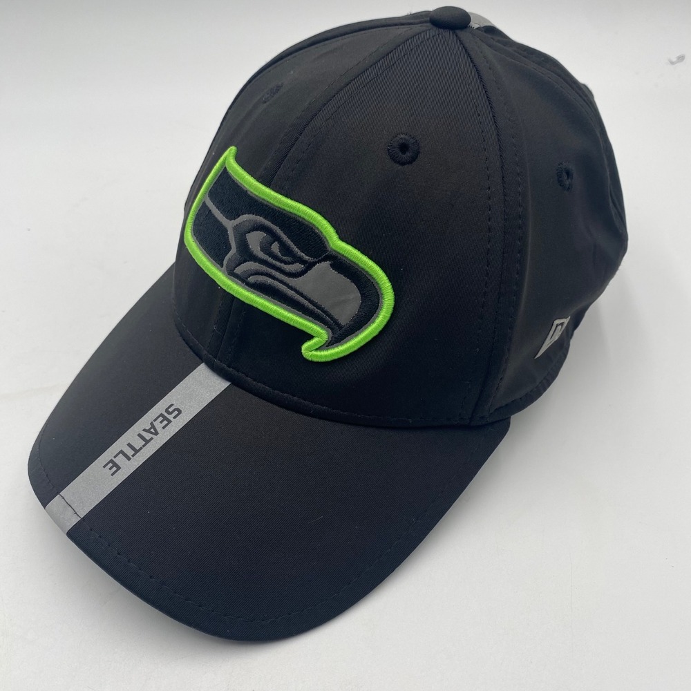 SEATTLE Seahawks New Era 9FORTY Hat Mens OSFM Black Reflective Performance NFL